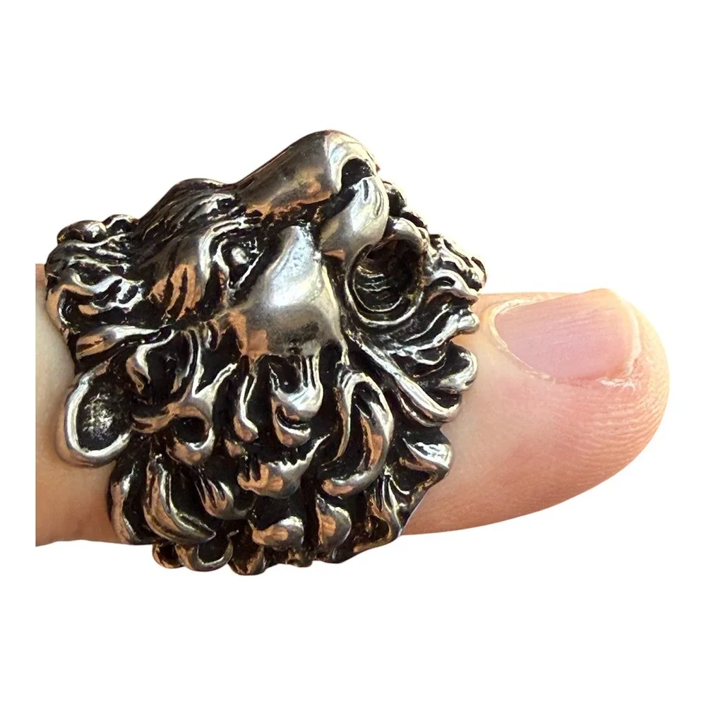 Gucci Silver-tone Brass Lion Head Ring‎ - IT Size 13 = 6.5 US (53mm)